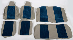 12 Insert Seat Upholstery F/R 1970-72 Bug Sedan * Grey Basket Weave Vinyl & Blue Velour