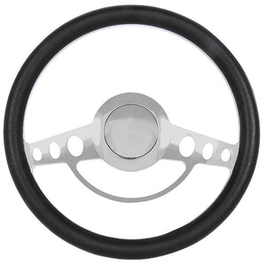 Classic 14" Steering Wheel - Black Leather Half Wrap